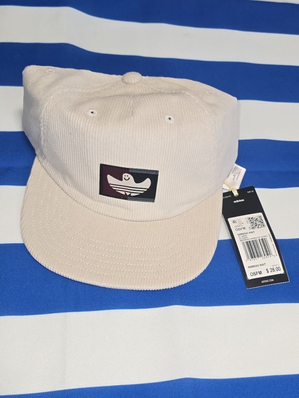 adidas Shmoofoil Cord Snapback Hat Cap Alumina Beige Corduroy Ghost Logo Rare JX